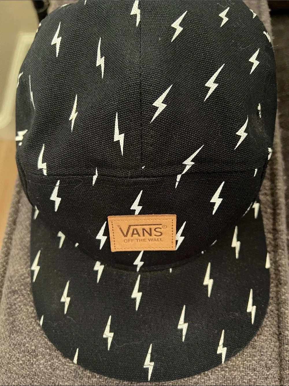 Vans Black Cap for Men or Women with White Lightning Bolts